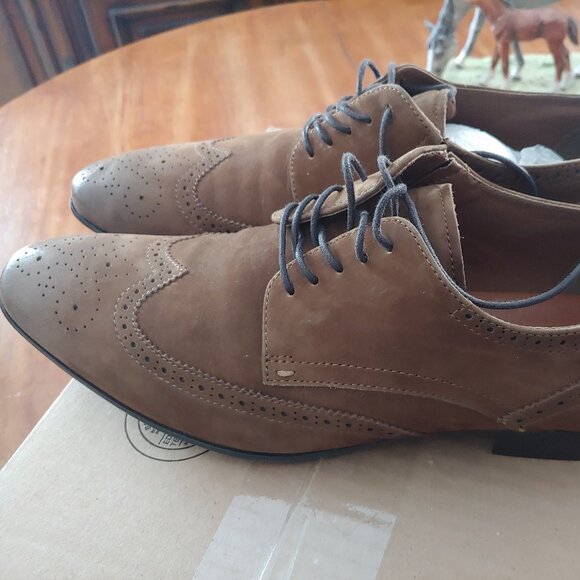 Mens Oxfords Dress Brown Tan Suede Upper Leather Shoes Size 11 - Picture 3 of 8
